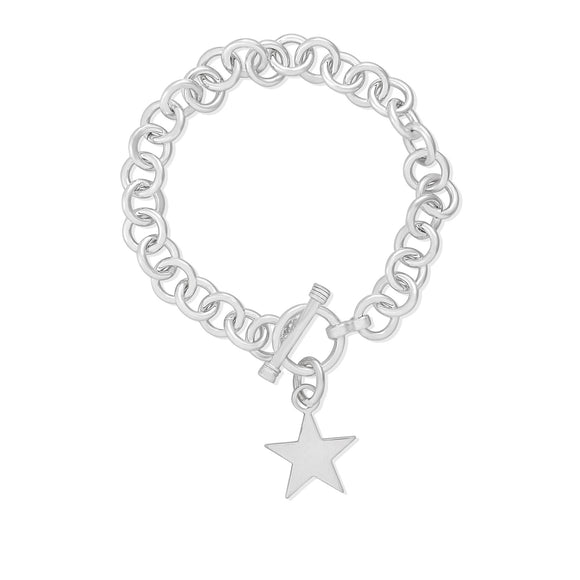 B-002-S Med Round Link Charm Bracelet - Star | Teeda
