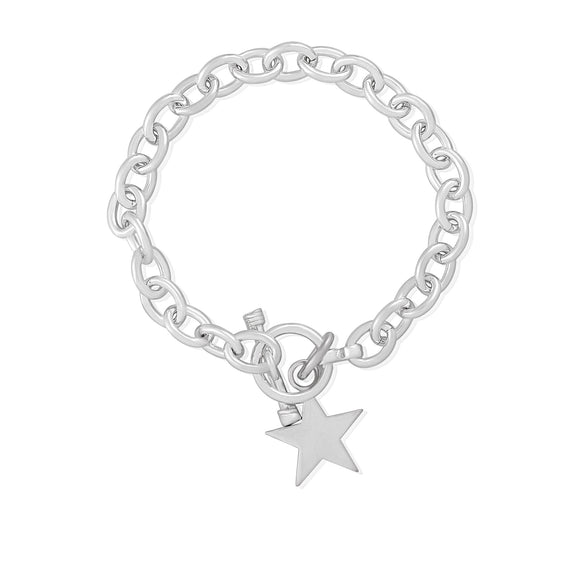 B-003-S Med Oval Link Charm Bracelet - Star | Teeda