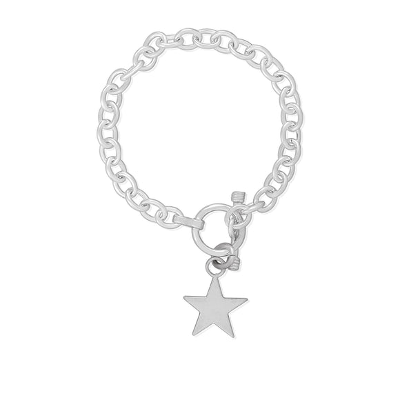B-007-S Sm Oval Link Charm Bracelet - Star | Teeda