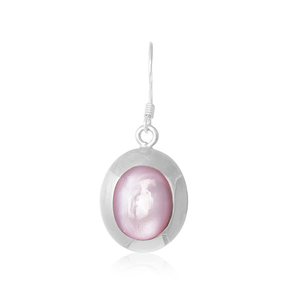 EMOP-1220-K Mother Of Pearl Inlay Earrings - Pink Shell | Teeda
