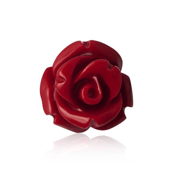 EP-7025-C Rose Stud Earrings 8mm - Red Coral | Teeda
