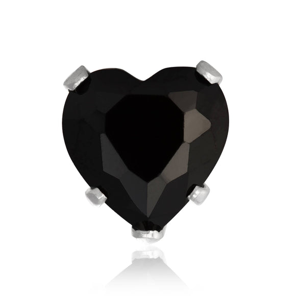 EZ-2210-B Heart CZ Stud Earrings 7mm - Black | Teeda
