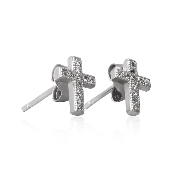 EZ-7028 Cross Cubic Zirconia Earrings