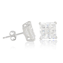 EZBIS-080 Invisible Set Square CZ Stud Earrings Basket Setting 8mm | Teeda