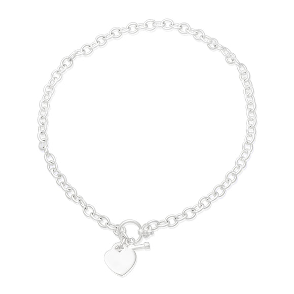 N-007-H Sm Oval Link Charm Necklace - Heart | Teeda