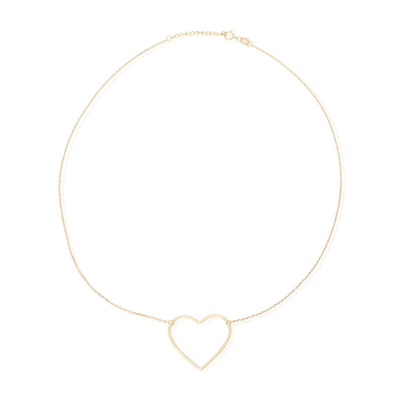 N-7003 Large Open Heart Charm and Necklace Set