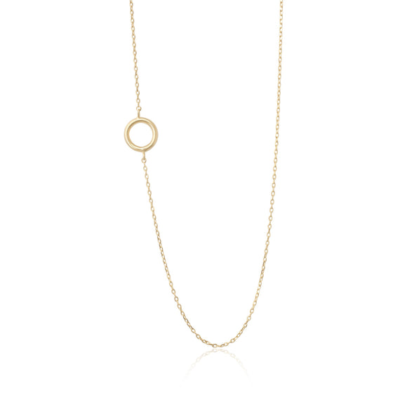 N-7006 Open Circle Charm Necklace - Gold Plated | Teeda