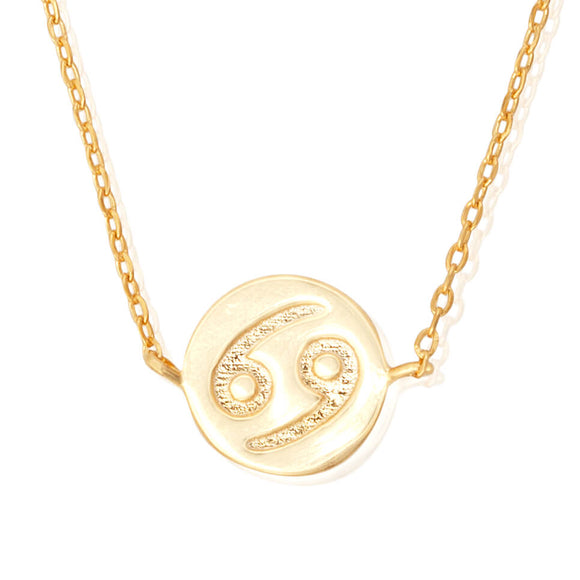 N-7009 Zodiac Symbol Charm and Necklace Set - Gold Plated - Cancer | Teeda
