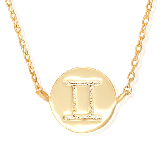 N-7009 Zodiac Symbol Charm and Necklace Set - Gold Plated - Gemini | Teeda