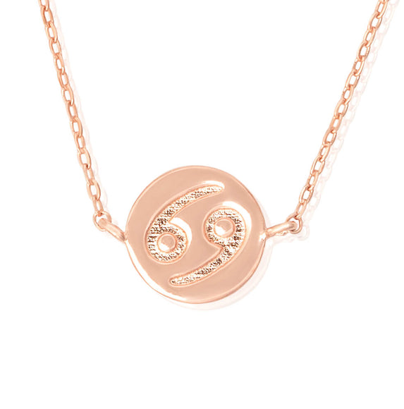 N-7009 Zodiac Symbol Charm and Necklace Set - Rose Gold Plated - Cancer | Teeda