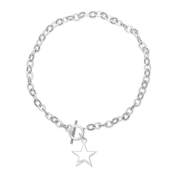 N-814-S Alternating Med Twist Oval Cable Link Necklace - Star | Teeda