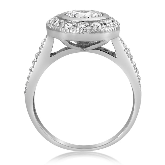 RSZ-2146 Bezel Set Halo CZ Engagement Wedding Ring Set