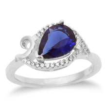 RZ-1673 Pear Shape Cubic Zirconia Ring - Blue Sapphire | Teeda