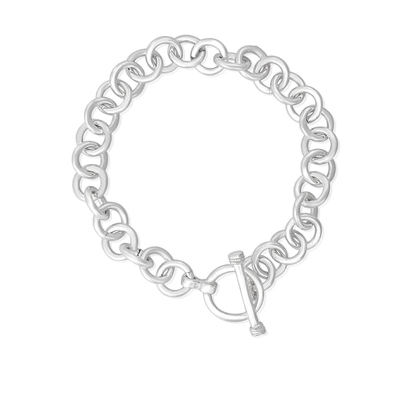 B-002-X Med Round Link Charm Bracelet - No Charm | Teeda