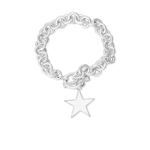 B-006-S Large Round Link Charm Bracelet - Star | Teeda