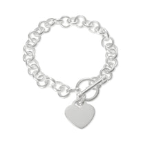 B-810-H Med Round Rolo Link Bracelet - Heart | Teeda