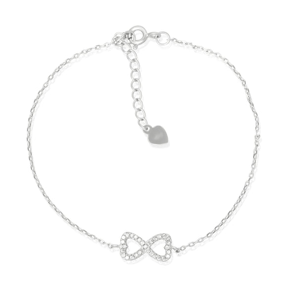 BZ-7003 Dual Heart Infinity Symbol Cubic Zirconia Bracelet