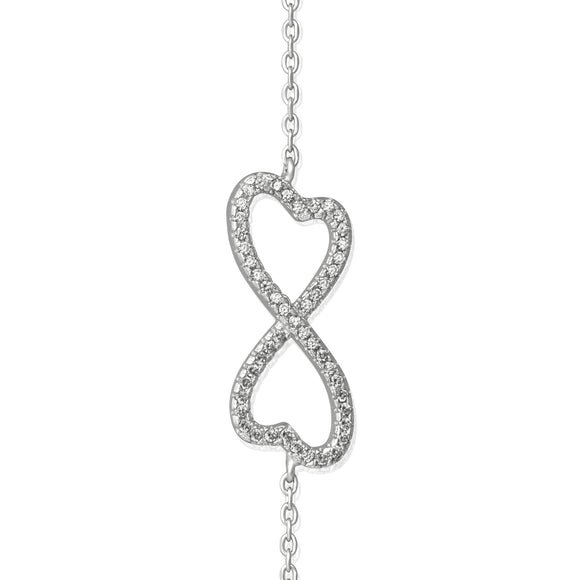 BZ-7004 Dual Heart Infinity Symbol Cubic Zirconia Bracelet | Teeda
