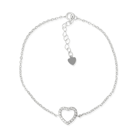 BZ-7006 Open Heart Cubic Zirconia Bracelet | Teeda