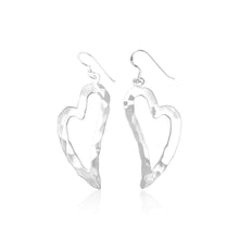 E-1525 Hammered Finish Open Heart French Wire Earrings | Teeda