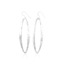 E-1528 Hammered Finish Open Marquise French Wire Earrings | Teeda