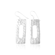 E-1530 Hammered Finish Open Rectangle French Wire Earrings | Teeda