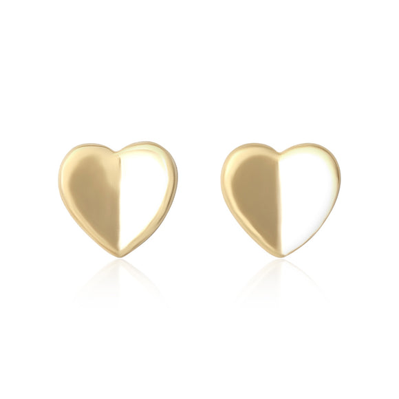 E-7002 Heart Stud Earrings - Gold Plated | Teeda