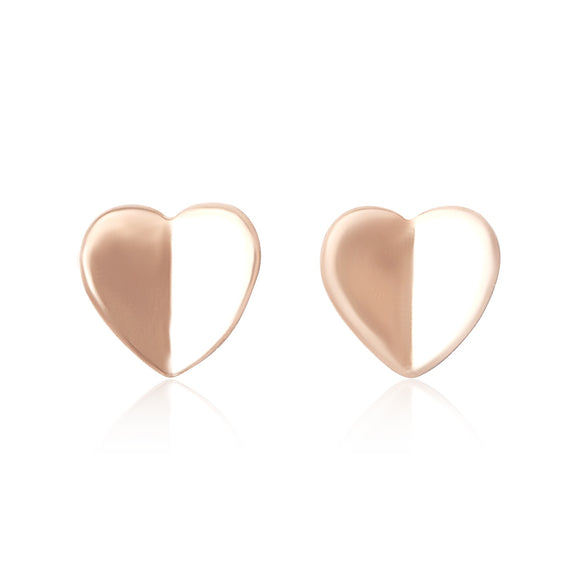 E-7002 Heart Stud Earrings - Rose Gold Plated | Teeda