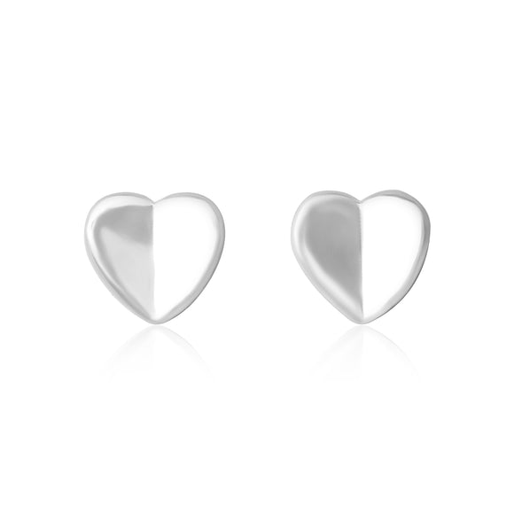E-7002 Heart Stud Earrings - Rhodium Plated | Teeda