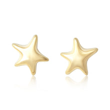 E-7006 Puffy Star Stud Earrings - Gold Plated | Teeda