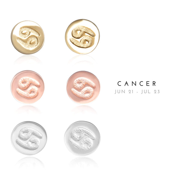 E-7008 Cancer Zodiac Disc Stud Earrings | Teeda