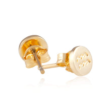 E-7008 Zodiac Disc Stud Earrings - Gold Plated | Teeda