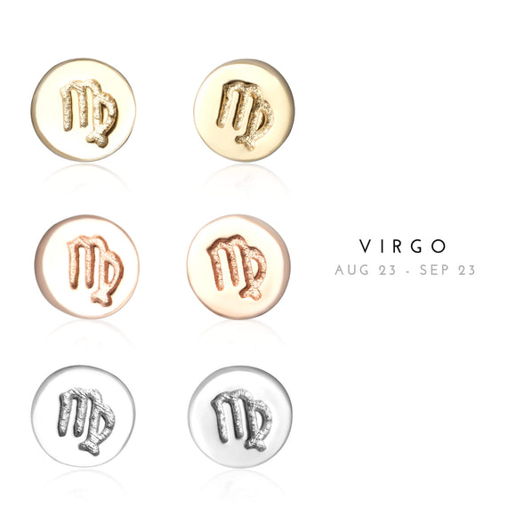 E-7008 Virgo Zodiac Disc Stud Earrings | Teeda