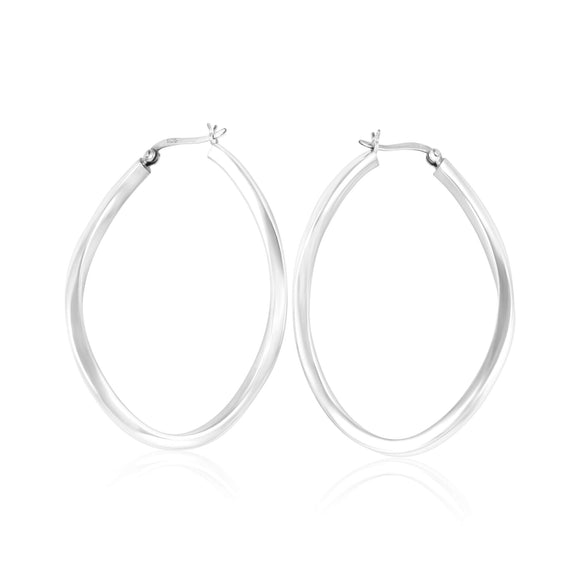 EHS-9004 Oval Wave Snap Hoop Earrings | Teeda