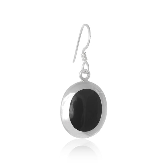 EMOP-1220-O Mother Of Pearl Inlay Earrings - Black Onyx | Teeda
