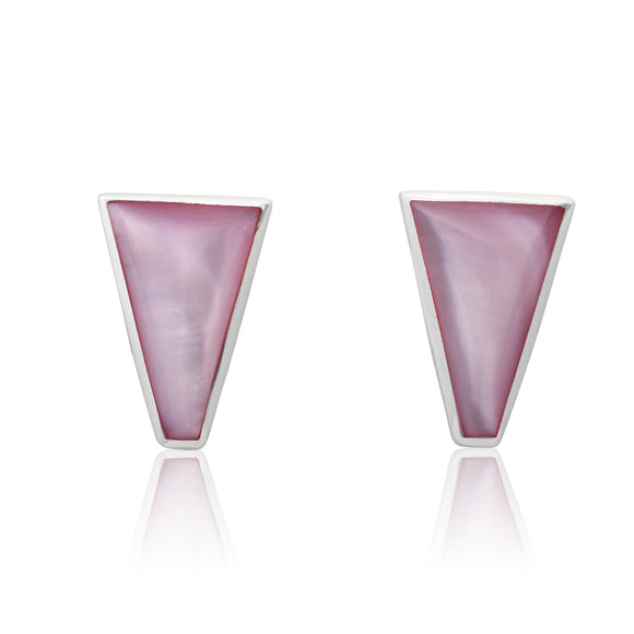 EMOP-1450-K Mother Of Pearl Inlay Earrings - Pink Shell | Teeda