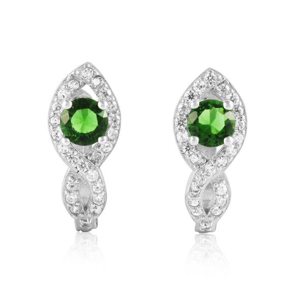 EZ-1076 Leverback Micropavé Cubic Zirconia Earrings - Emerald | Teeda