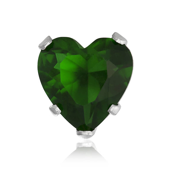 EZ-2210-E Heart CZ Stud Earrings 7mm - Emerald | Teeda