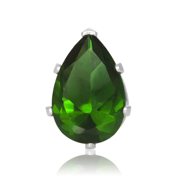 EZ-2440-E Pear CZ Stud Earrings 8X5mm - Emerald | Teeda