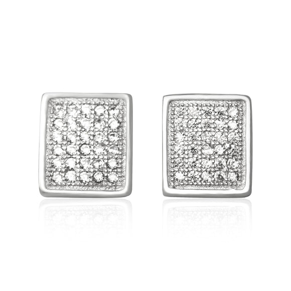 EZ-7060 Square Micropavé Cubic Zirconia Earrings