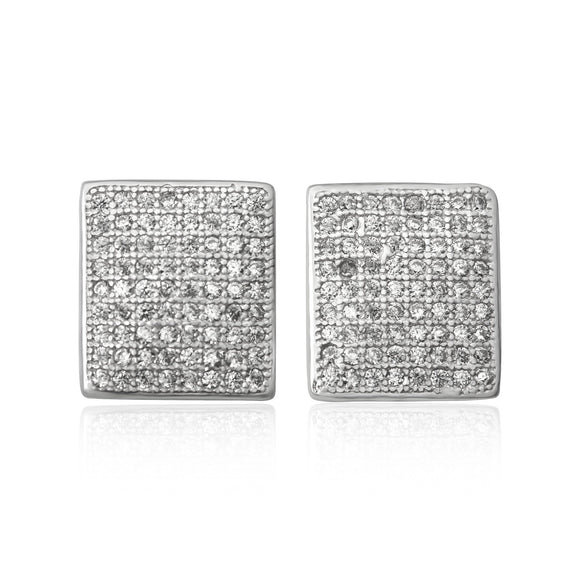 EZ-7062 Square Micropavé Cubic Zirconia Earrings