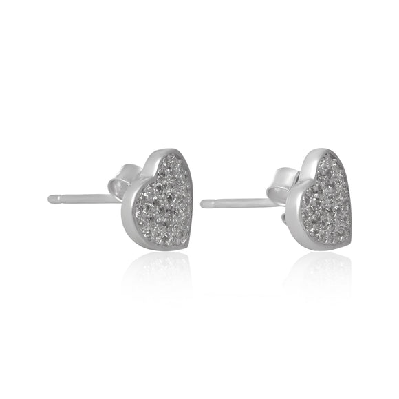 EZ-7066 Pavé Heart Cubic Zirconia Earrings