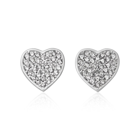 EZ-7066 Pavé Heart Cubic Zirconia Earrings | Teeda