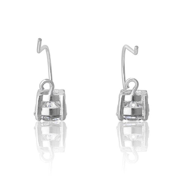 EZ-9050 Round CZ French Hook Drop Earrings