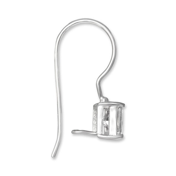 EZ-9080 Square Cut CZ French Wire Earrings 7mm