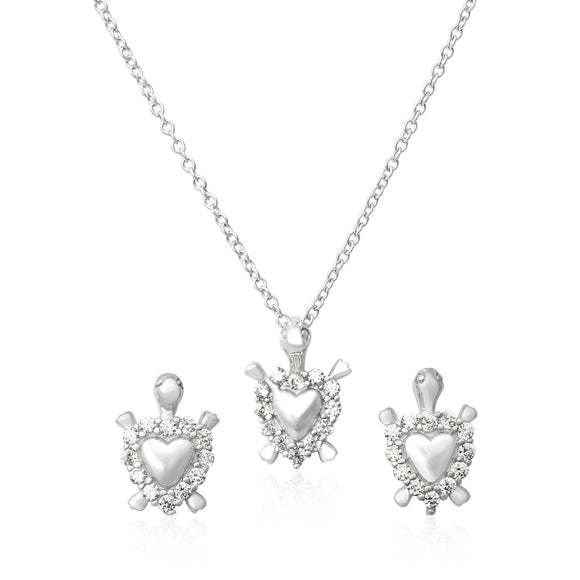 Macy's 2-Pc. Set Diamond Heart Pendant Necklace & Matching Stud Earrings  (1/6 ct. t.w.) in Sterling Silver - Macy's