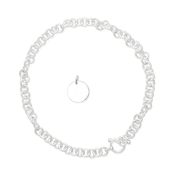 N-002-D Med Round Link Charm Necklace - Disc | Teeda