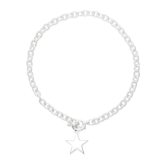 N-003-S Med Oval Link Charm Necklace - Star | Teeda