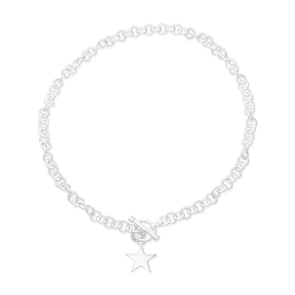 N-004-S Sm Round Link Charm Necklace - Star | Teeda