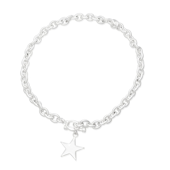 N-005-S Large Oval Link Charm Necklace - Star | Teeda